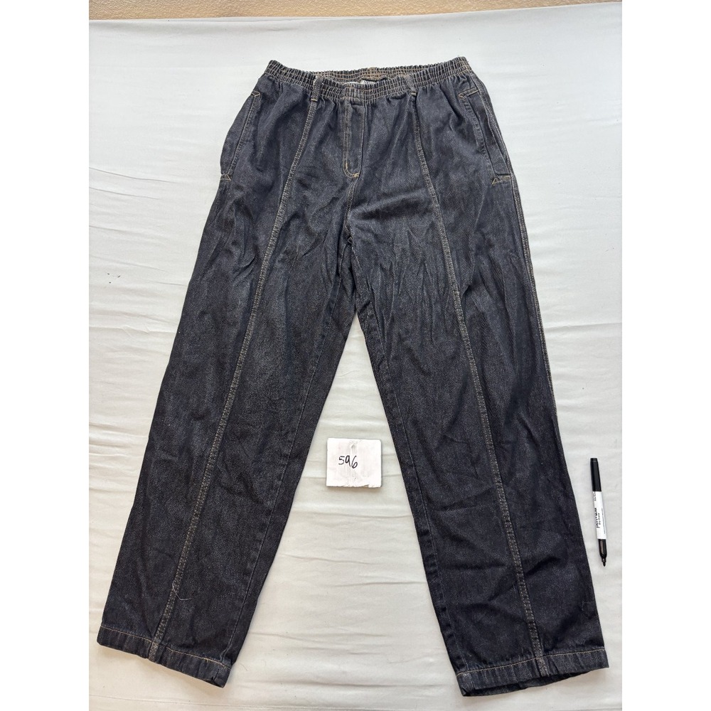 Roamans Womens 16W Dark Wash 100% Cotton Elastic Waist Denim Jeans 31-1395-C
